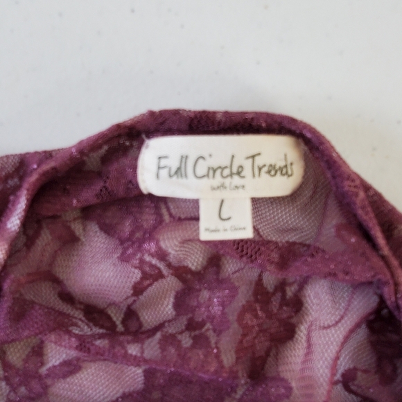 Full Circle Trends Lace Embroidered Duster Size L Sheer Long Cardigan Festival - Picture 10 of 15